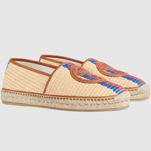 NIB Gucci Men's raffia interlocking G espadrilles G 10.5 US 11 - Picture 1 of 9